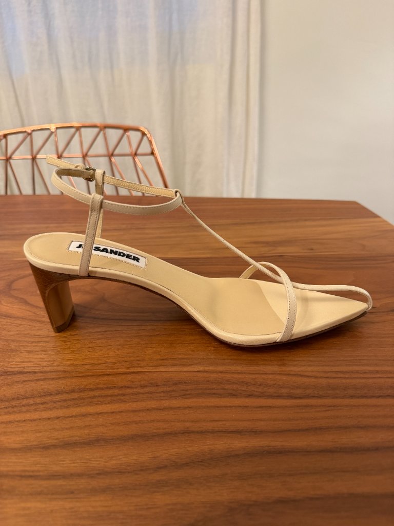 Nwt Jil Sander 65mm Tripon Leather T-Bar Sandals (36it, Cream) - New With Tags — image 2 of 8